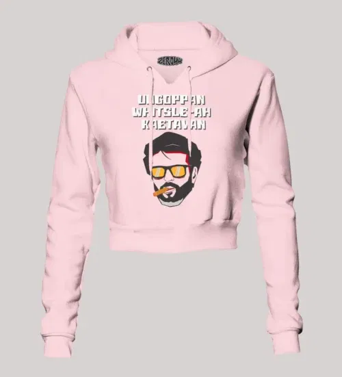 Ungoppan whistle ah kaetavan women's crop hoodies in light baby pink color