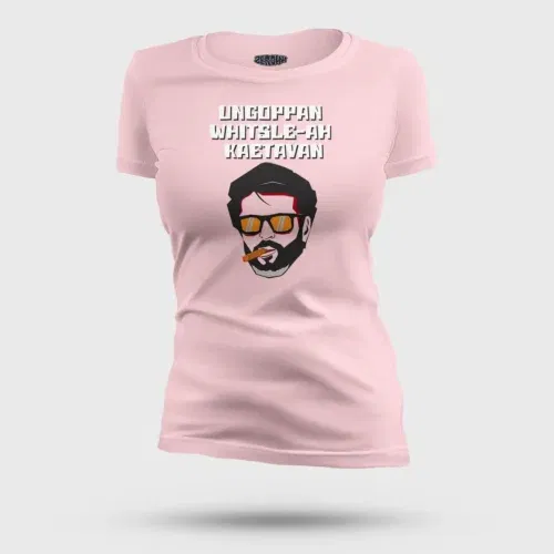 Ungoppan whistle ah kaetavan women's t-shirt in light baby pink color
