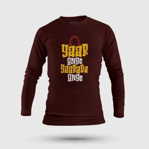 Yaar ange yaarada ange men/unisex long sleeve t-shirt in maroon color