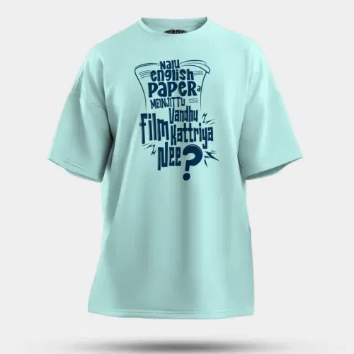 Nalu english paper meinjittu vandhu film kattriya nee men/unisex oversized t-shirt in mint color