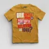 Oru Gentleman Ah Paathuthu Kekkara Kelviyaa Da Idhu Boys Round Neck T-Shirt in Mustard Yellow Color