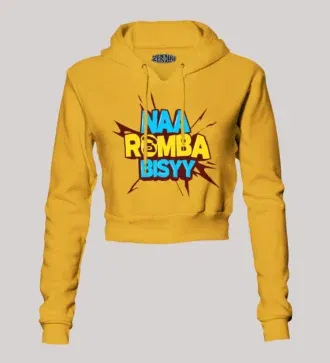 Naa Romba Bisyy Women's Crop Hoodies in Mustard Yellow Color