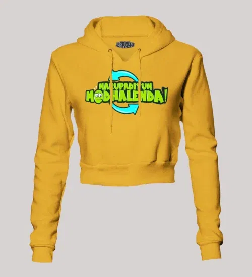 Marupadiyum modhalenda! Women's crop hoodies in mustard yellow color