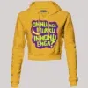 Onnu Inga Irukku, Innonu Enga Women's Crop Hoodies in Mustard Yellow Color