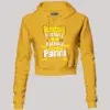 Somebody Kuthing Iam Kathing Women's Crop Hoodies in Mustard Yellow Color