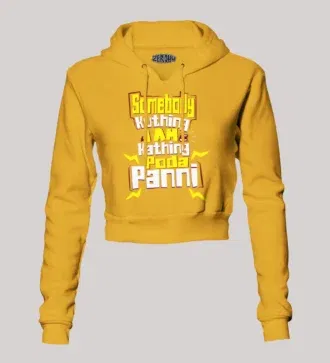 Somebody Kuthing Iam Kathing Women's Crop Hoodies in Mustard Yellow Color