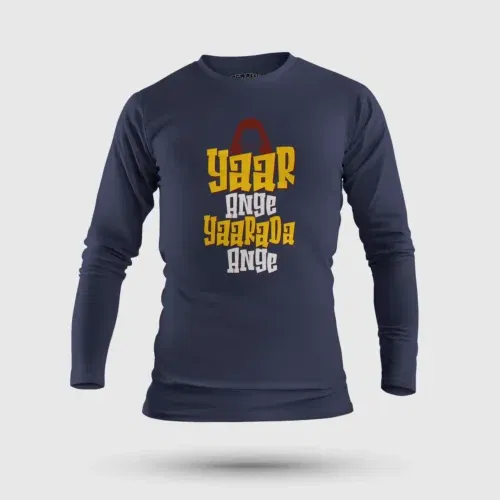 Yaar ange yaarada ange men/unisex long sleeve t-shirt in navy blue color