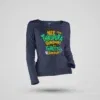 Nee Thirupura Sundari Illa Thiruttu Sundari Women's Long Sleeve T-Shirt in Navy Blue Color