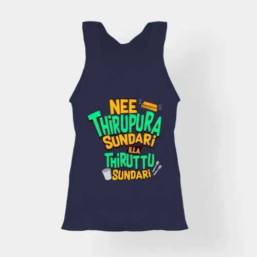Nee thirupura sundari illa thiruttu sundari women's tank top in navy blue color