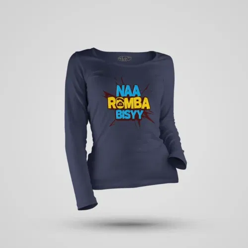 Naa romba bisyy women's long sleeve t-shirt in navy blue color