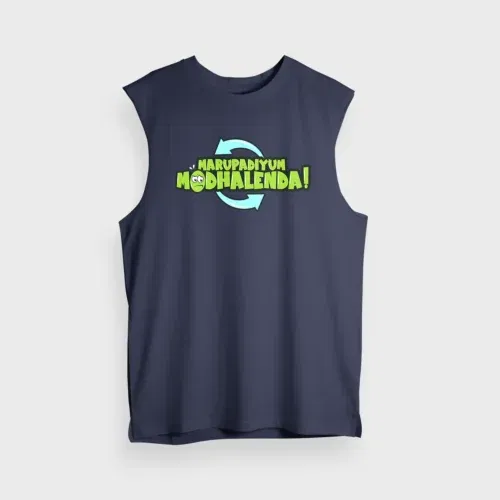 Marupadiyum modhalenda! Men/unisex tank top in navy blue color