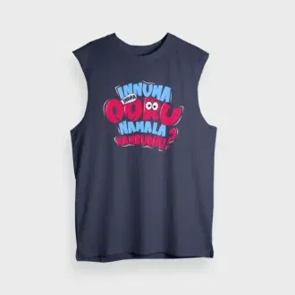 Innuma Indha Ooru Namala Nambudhu Men/Unisex Tank Top in Navy Blue Color