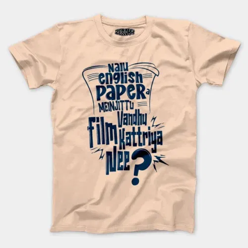 Nalu english paper meinjittu vandhu film kattriya nee men/unisex t-shirt in peach color
