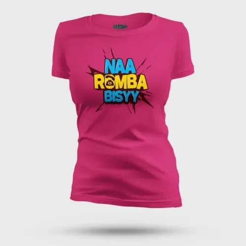 Naa romba bisyy women's t-shirt in pink color