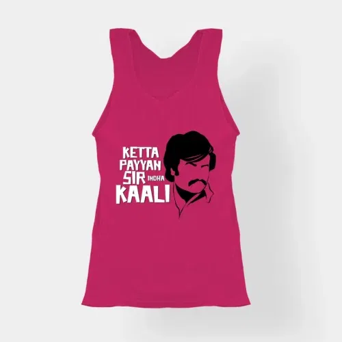 Ketta payyan sir indha kaali women's tank top in pink color