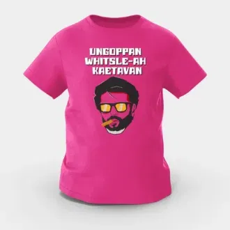 Ungoppan Whistle Ah Kaetavan Girls Round Neck T-Shirt in Pink Color