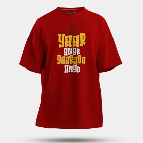 Yaar ange yaarada ange men/unisex oversized t-shirt in red color
