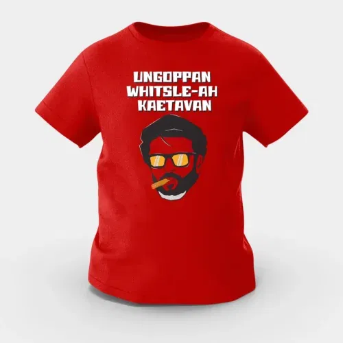 Ungoppan whistle ah kaetavan girls round neck t-shirt in red color