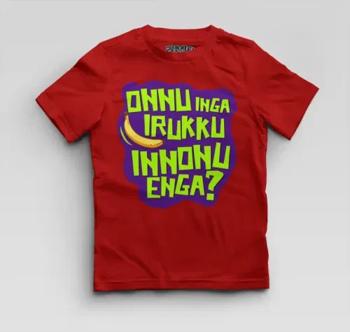 Onnu inga irukku, innonu enga boys round neck t-shirt in red color