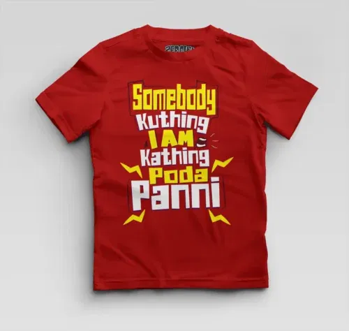 Somebody kuthing iam kathing boys round neck t-shirt in red color