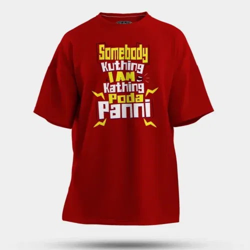 Somebody kuthing iam kathing men/unisex oversized t-shirt in red color