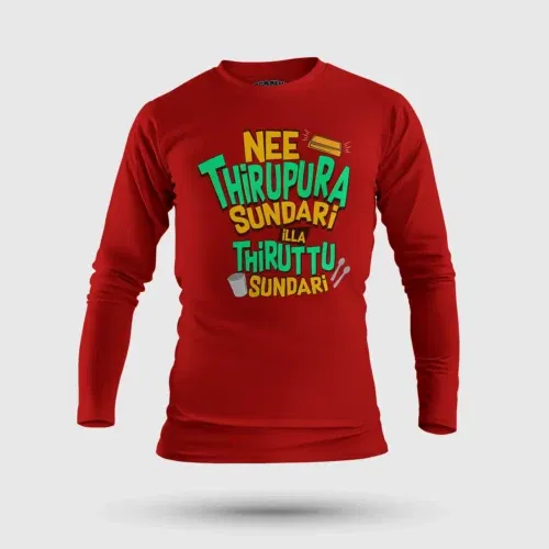 Nee thirupura sundari illa thiruttu sundari men/unisex long sleeve t-shirt in red color