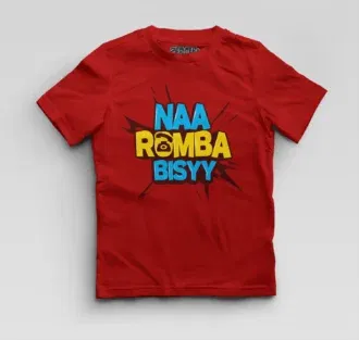 Naa Romba Bisyy Boys Round Neck T-Shirt in Red Color