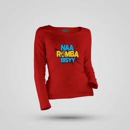 Naa romba bisyy women's long sleeve t-shirt in red color