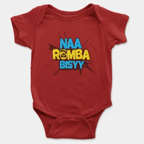 Naa romba bisyy onesie/romper in red color
