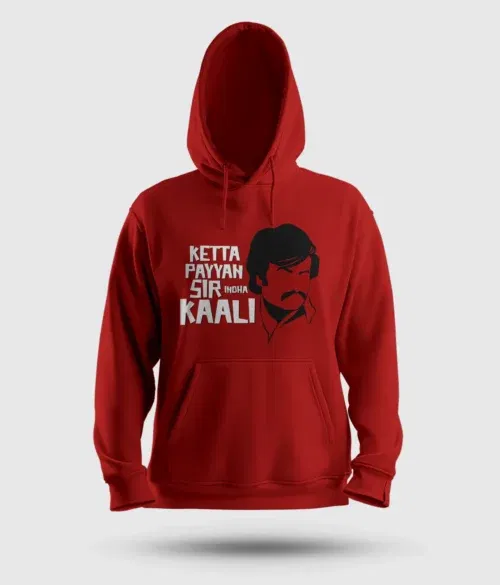 Ketta payyan sir indha kaali men/unisex hoodie in red color