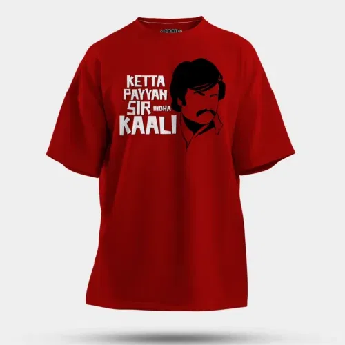 Ketta payyan sir indha kaali men/unisex oversized t-shirt in red color