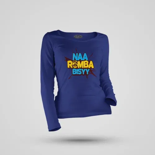 Naa romba bisyy women's long sleeve t-shirt in royal blue color