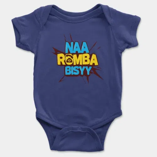 Naa romba bisyy onesie/romper in royal blue color