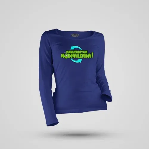 Marupadiyum modhalenda! Women's long sleeve t-shirt in royal blue color