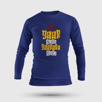 Yaar Ange Yaarada Ange Men/Unisex Long Sleeve T-Shirt in Royal Blue Color