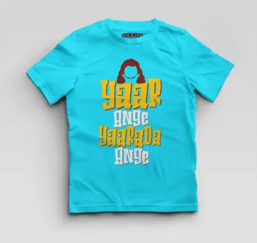 Yaar ange yaarada ange boys round neck t-shirt in skyblue color