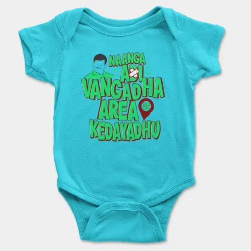 Naanga adi vangadha area ve kedayadhu onesie/romper in skyblue color