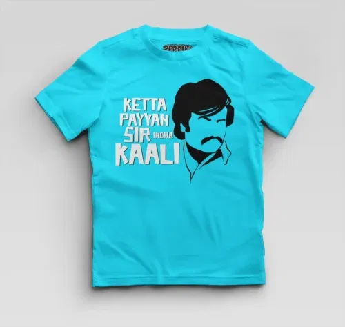 Ketta payyan sir indha kaali boys round neck t-shirt in skyblue color