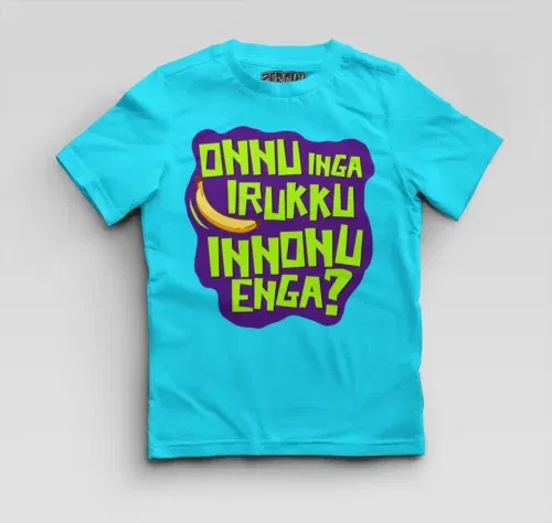 Onnu inga irukku, innonu enga boys round neck t-shirt in skyblue color