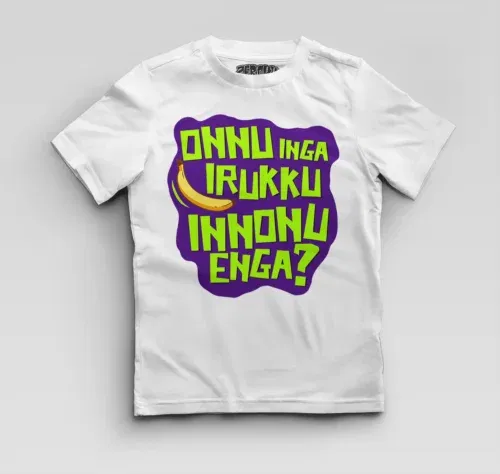 Onnu inga irukku, innonu enga boys round neck t-shirt in white color