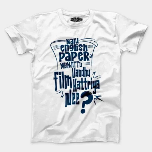 Nalu english paper meinjittu vandhu film kattriya nee men/unisex t-shirt in white color