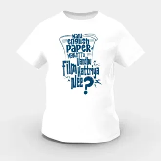 Nalu English Paper Meinjittu Vandhu Film Kattriya Nee Girls Round Neck T-Shirt in White Color