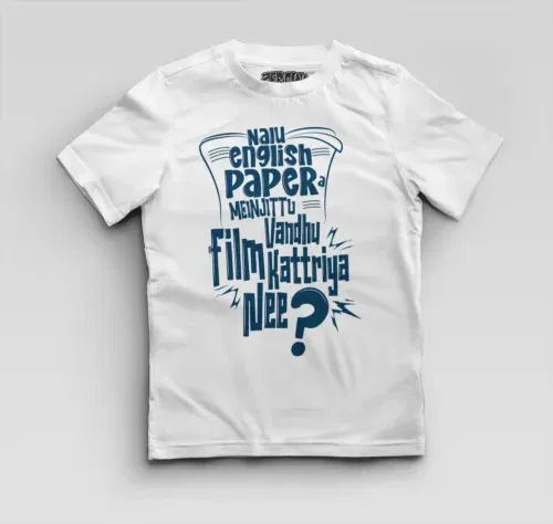 Nalu english paper meinjittu vandhu film kattriya nee boys round neck t-shirt in white color