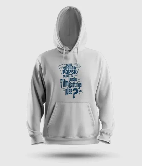 Nalu english paper meinjittu vandhu film kattriya nee men/unisex hoodie in white color