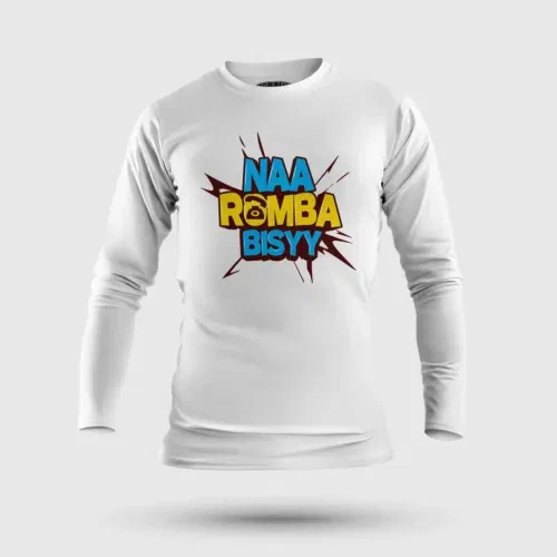 Naa romba bisyy men/unisex long sleeve t-shirt in white color