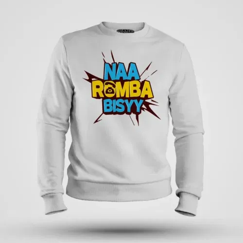 Naa romba bisyy men/unisex sweatshirt in white color