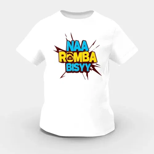 Naa romba bisyy girls round neck t-shirt in white color