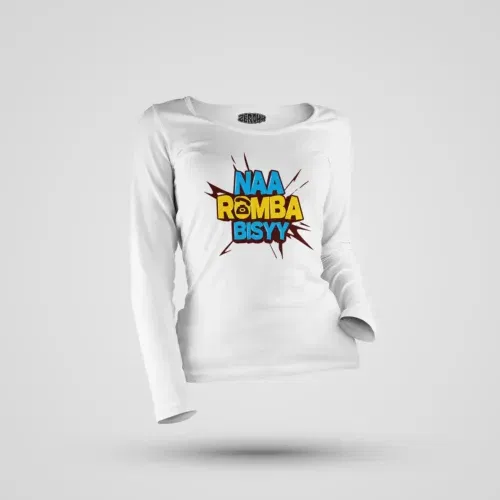 Naa romba bisyy women's long sleeve t-shirt in white color