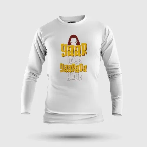 Yaar ange yaarada ange men/unisex long sleeve t-shirt in white color