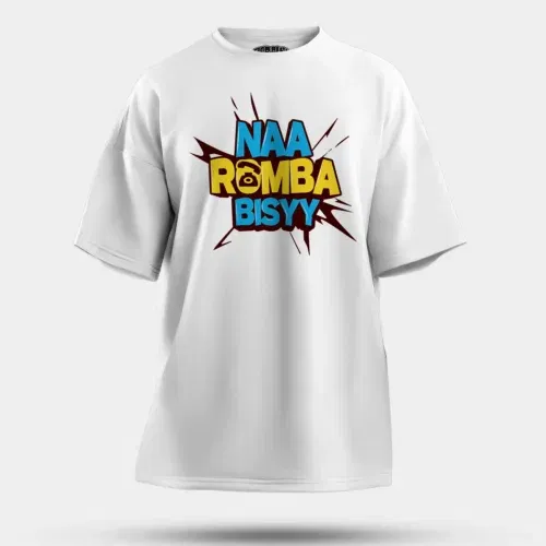 Naa romba bisyy men/unisex oversized t-shirt in white color